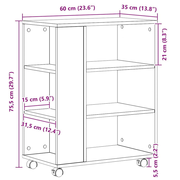 Opbevaringsskab Sort eg 60 x 35 x 75 cm Konstrueret træ