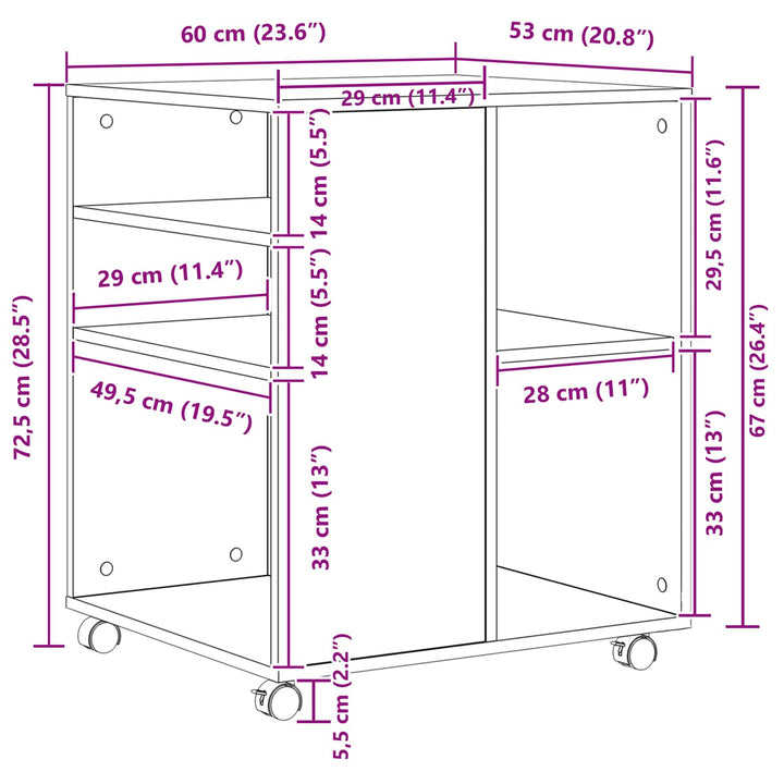 Opbevaringsskab Sort eg 60 x 53 x 72,5 cm Konstrueret træ