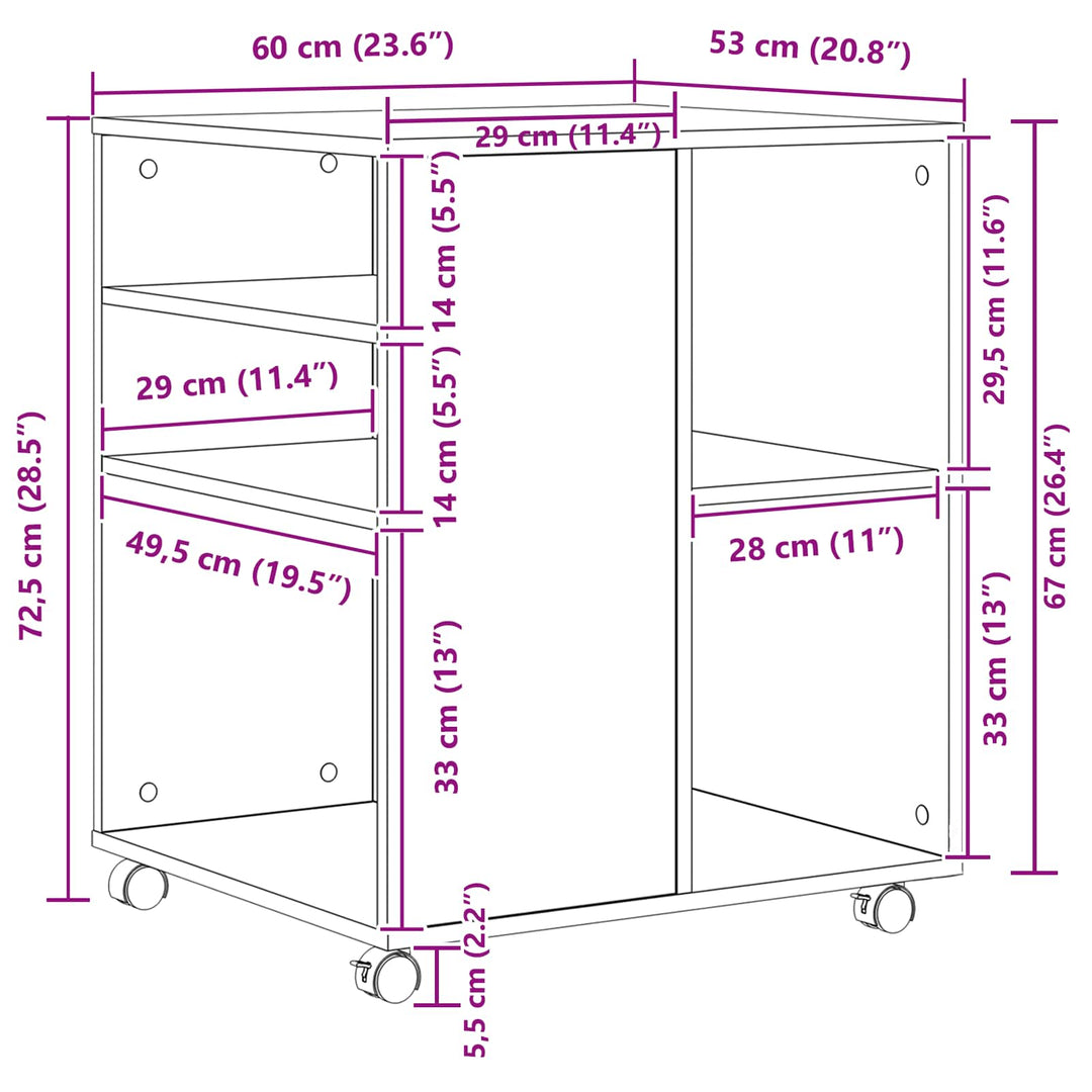 Opbevaringsskab Sort eg 60 x 53 x 72,5 cm Konstrueret træ