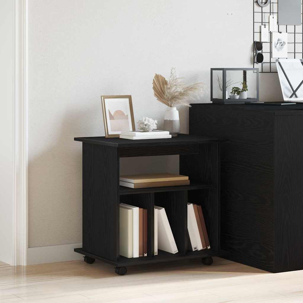 Rullende skab med hjul Sort eg 60 x 45 x 55 cm Konstrueret træ