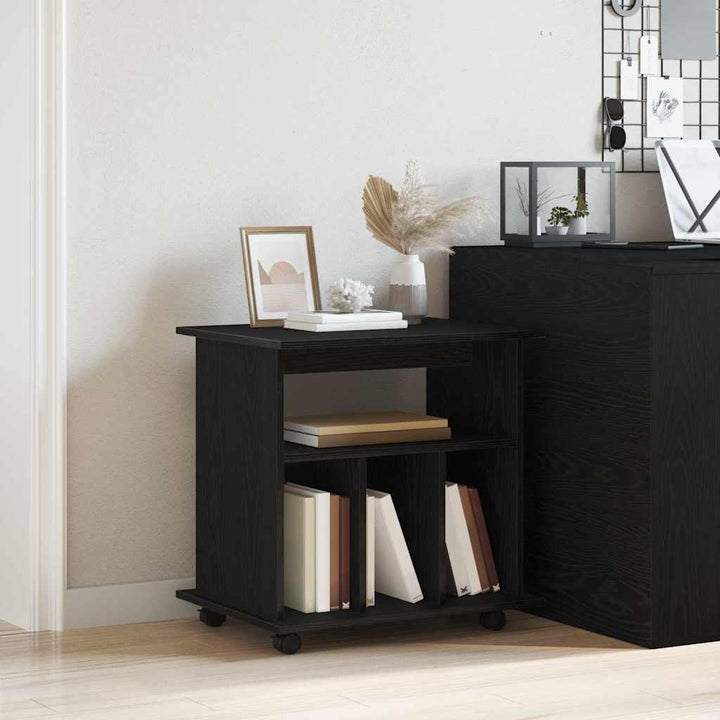 Rullende skab med hjul Sort eg 60 x 45 x 55 cm Konstrueret træ