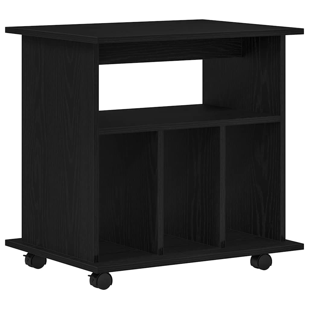 Rullende skab med hjul Sort eg 60 x 45 x 55 cm Konstrueret træ