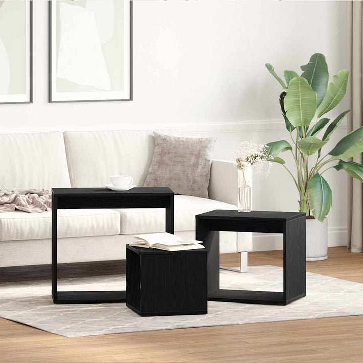 Nesting Bord 3 stk. Sort eg 55 x 30 x 50 cm Konstrueret træ