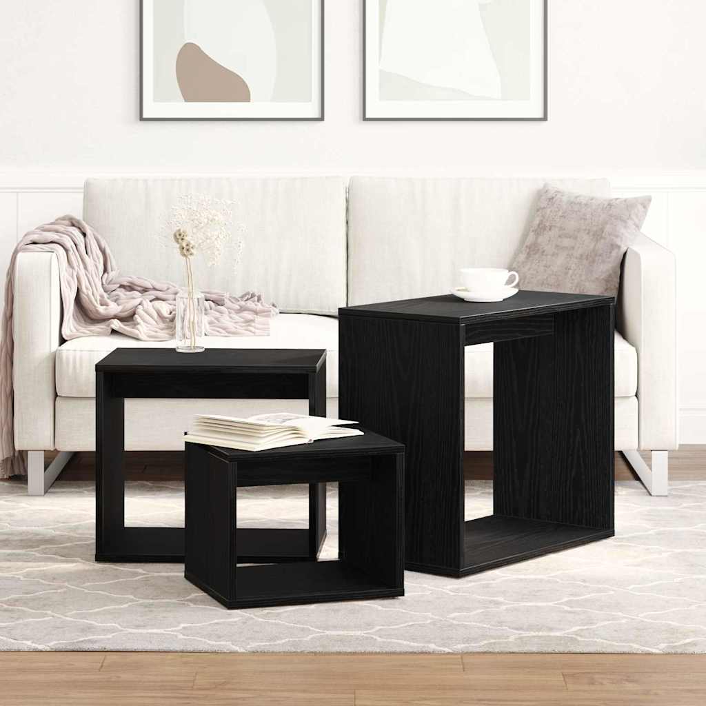 Nesting Bord 3 stk. Sort eg 55 x 30 x 50 cm Konstrueret træ