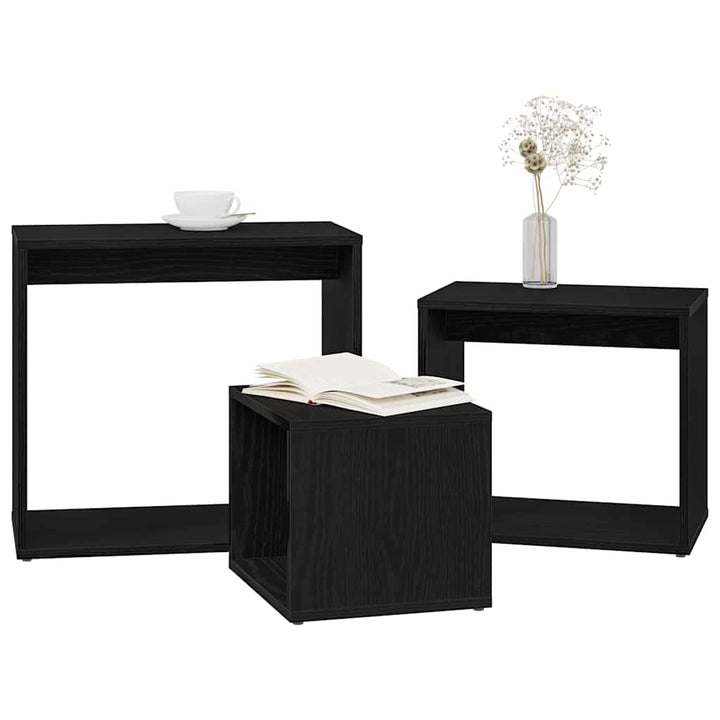 Nesting Bord 3 stk. Sort eg 55 x 30 x 50 cm Konstrueret træ