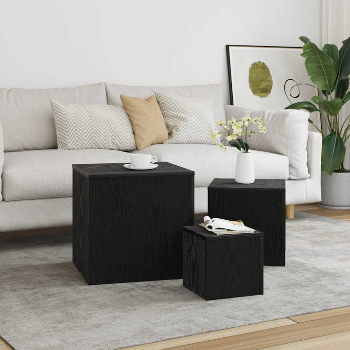 Nesting Bord 3 pcs Sort eg Konstrueret træ