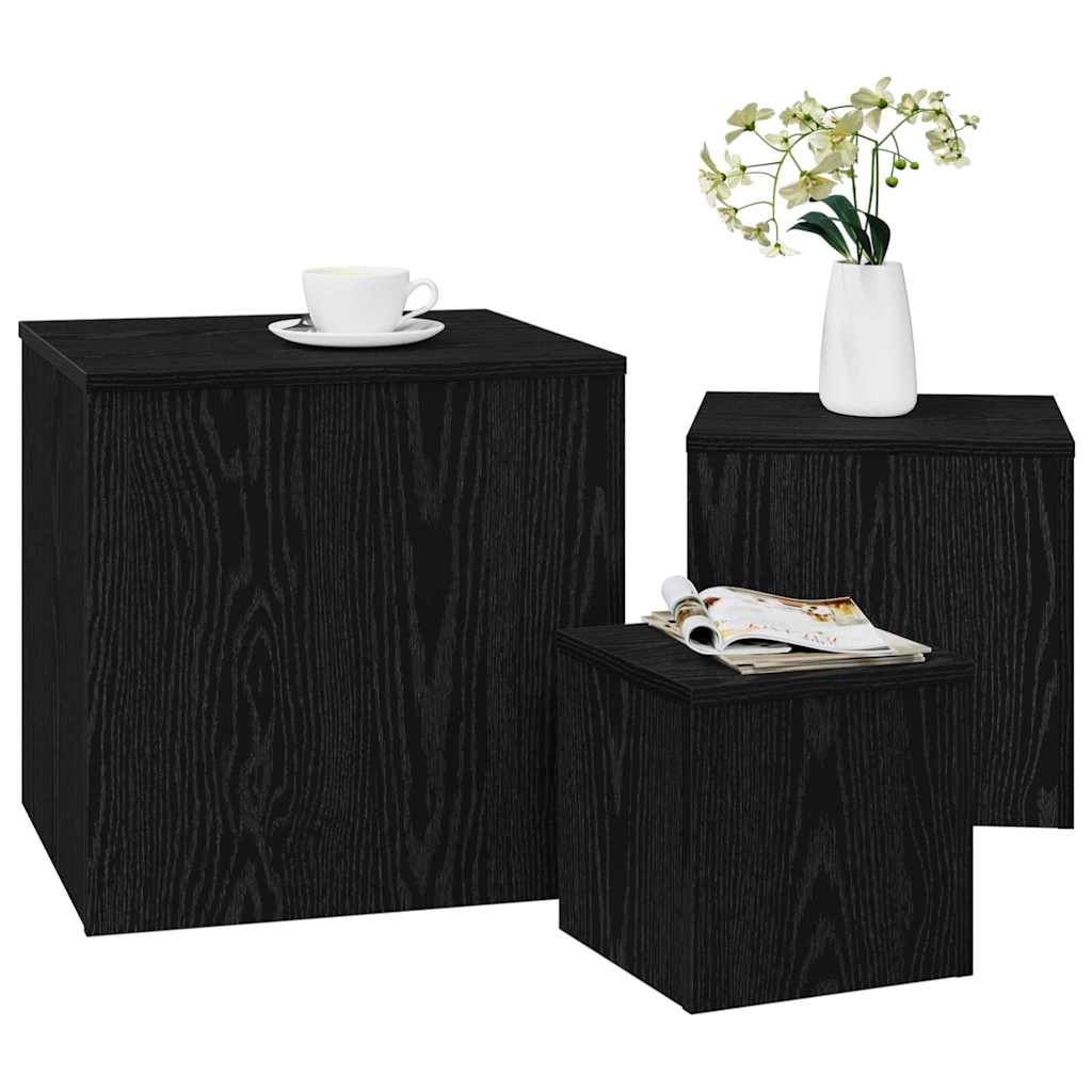 Nesting Bord 3 pcs Sort eg Konstrueret træ