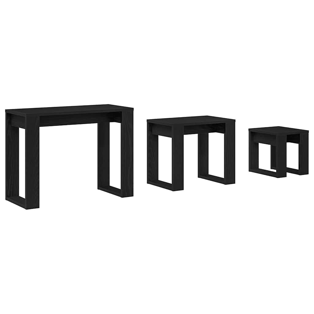 Indskudsborde 3 stk. Sort eg 61 x 28 x 47 cm Konstrueret træ