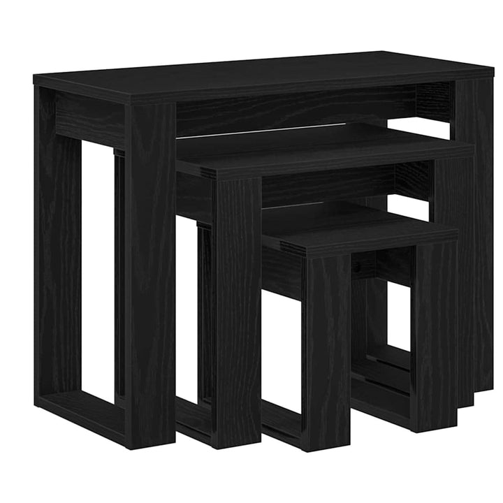 Indskudsborde 3 pcs Sort eg Konstrueret træ