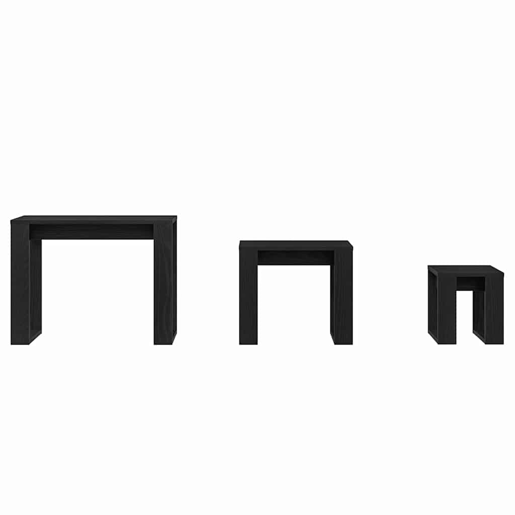 Indskudsborde 3 stk. Sort eg 61 x 28 x 47 cm Konstrueret træ