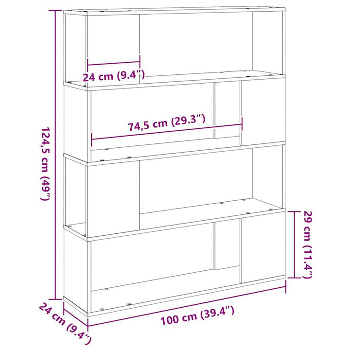 TV-møbelsæt Sort eg 100 x 24 x 124,5 cm Konstrueret træ