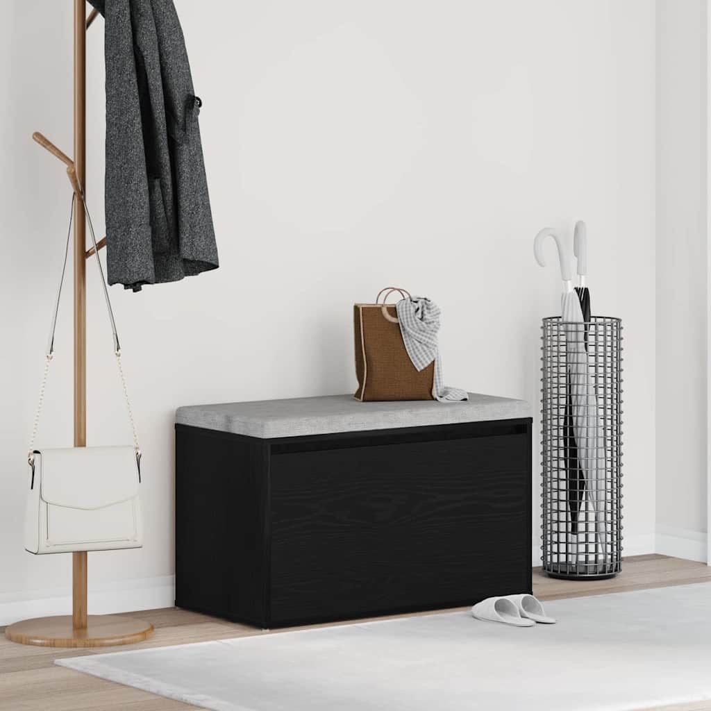 Hallbænk med skuffe Sort eg 80 x 40 x 45 cm Konstrueret træ