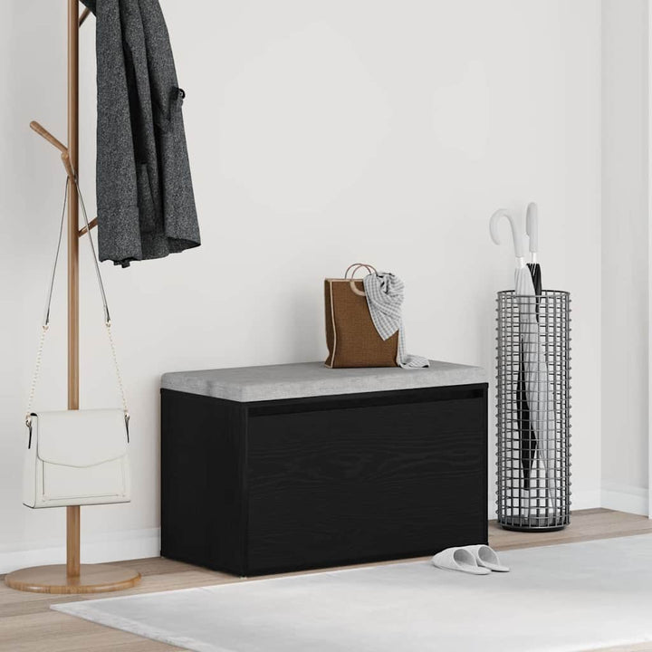 Hallbænk med skuffe Sort eg 80 x 40 x 45 cm Konstrueret træ