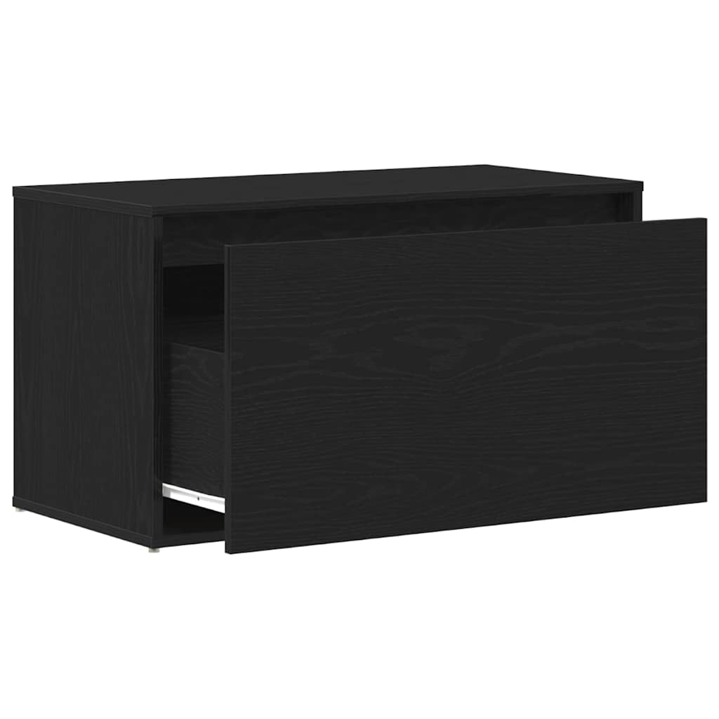 Hallbænk med skuffe Sort eg 80 x 40 x 45 cm Konstrueret træ