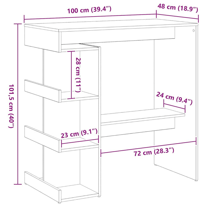 Barbord 100 x 48 x 101,5 cm Konstrueret træ Sort eg