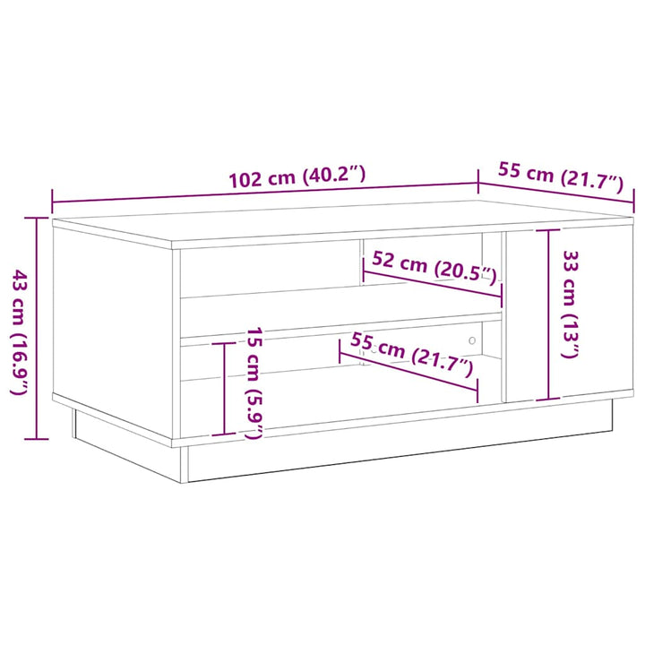 Sofabord Sort eg 102 x 55 x 43 cm Konstrueret træ