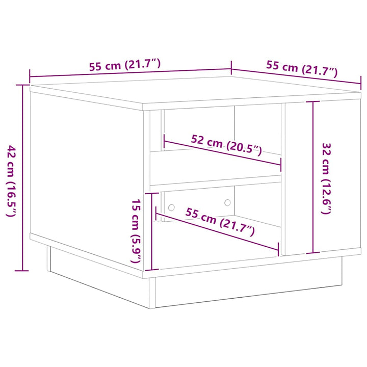 Sofabord Sort eg 55 x 55 x 42 cm Konstrueret træ