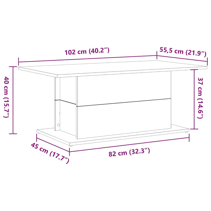 Sofabord Sort eg 102 x 55,5 x 40 cm Konstrueret træ