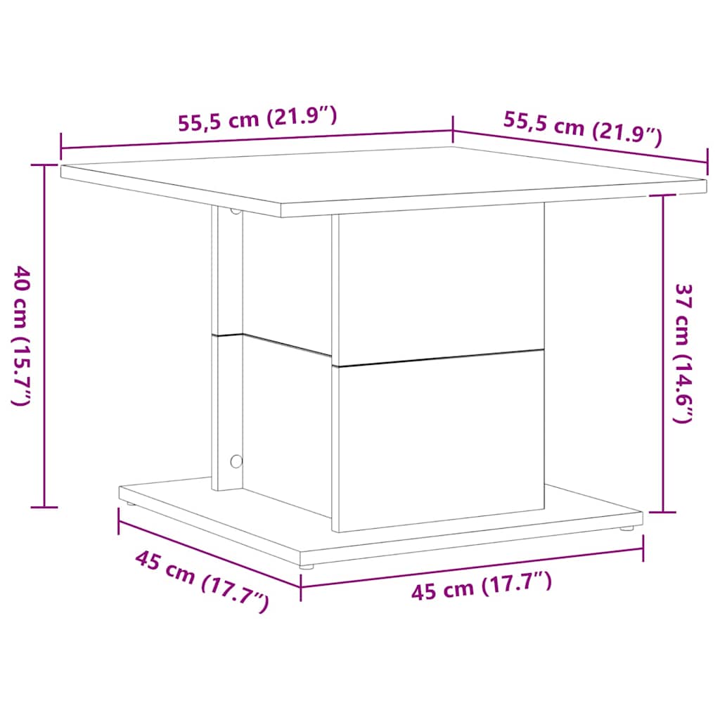 Sofabord Sort eg 55,5 x 55,5 x 40 cm Konstrueret træ