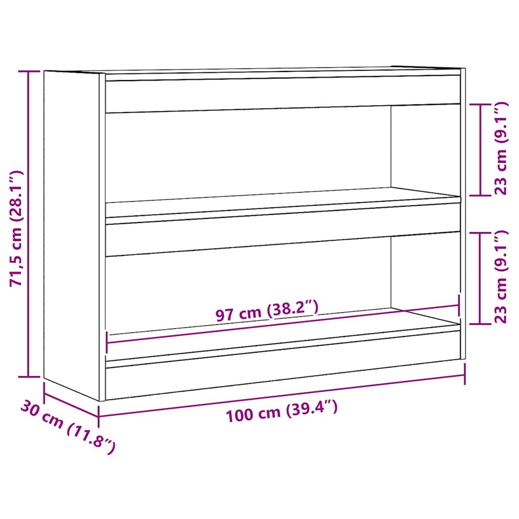 Bogreol Sort eg 100 x 30 x 72 cm Konstrueret træ