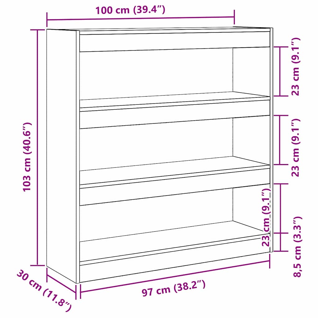 Bogskab Gammelt træ 100 x 30 x 103 cm Konstrueret træ