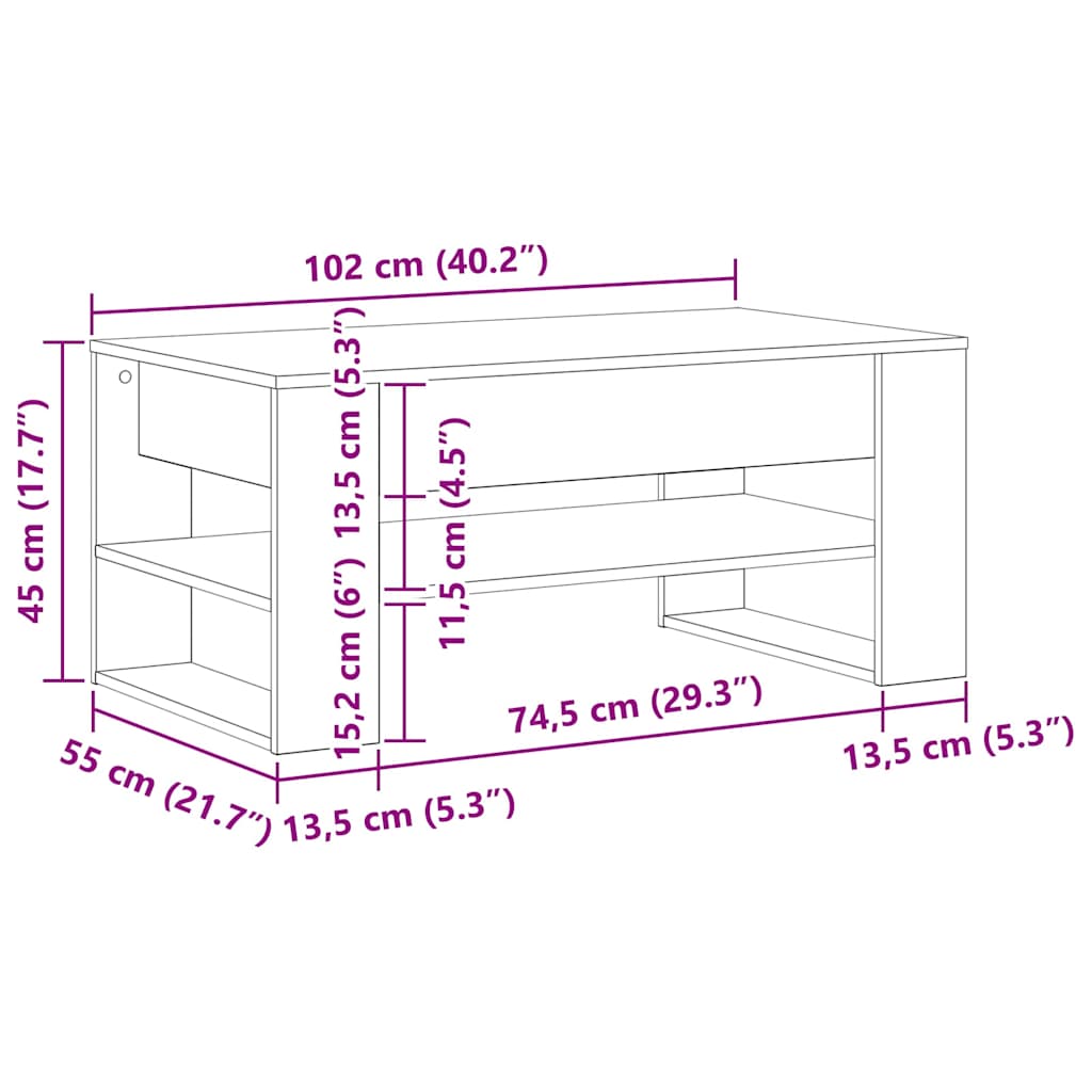 Sofabord Sort eg 102 x 55 x 45 cm Konstrueret træ