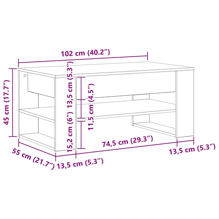 Sofabord Sort eg 102 x 55 x 45 cm Konstrueret træ