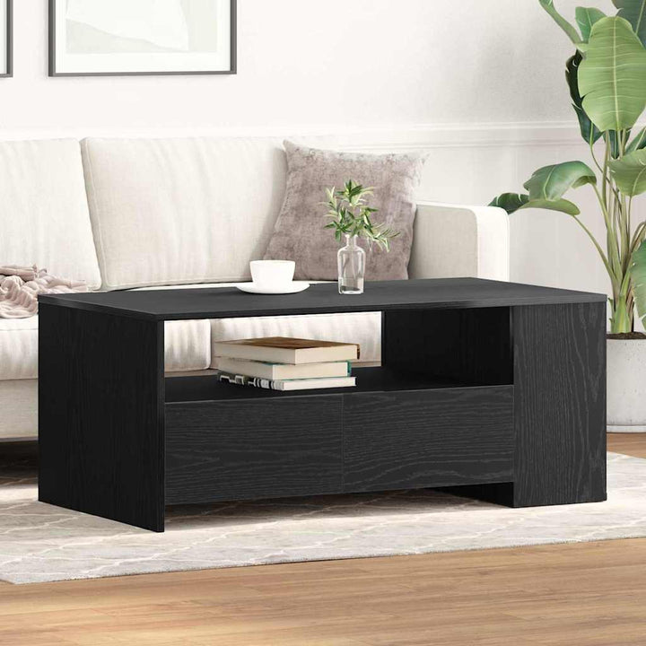 Sofabord med skuffe Sort eg 102 x 55 x 43,5 cm Konstrueret træ