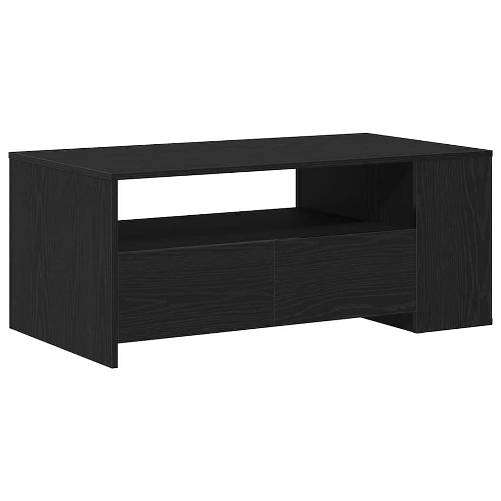 Sofabord med skuffe Sort eg 102 x 55 x 43,5 cm Konstrueret træ