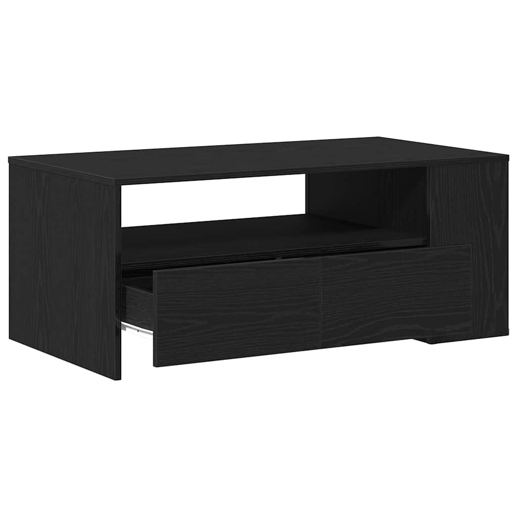 Sofabord med skuffe Sort eg 102 x 55 x 43,5 cm Konstrueret træ