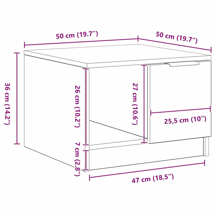 Sofabord with Drawer Sort eg 50 x 50 x 36 cm Konstrueret træ