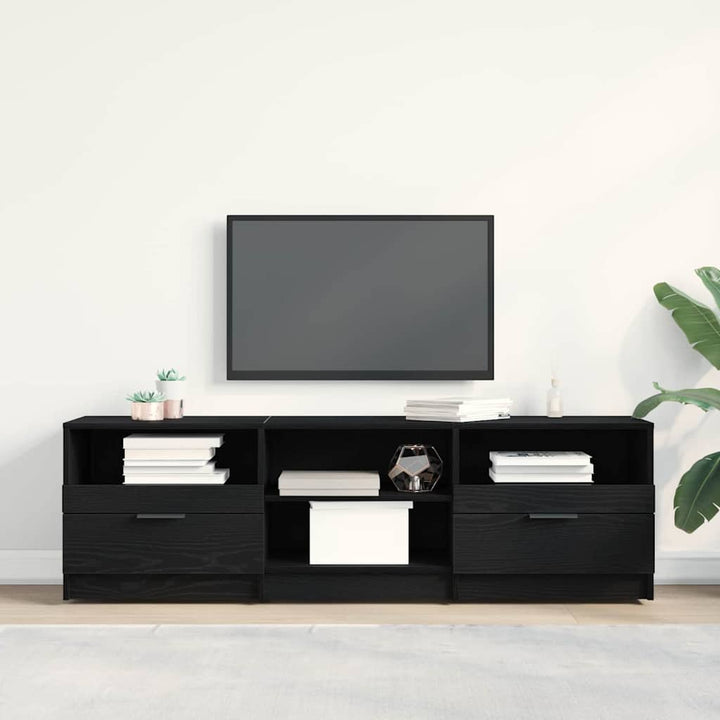 TV-skab med skuffe Sort eg 150 x 33,5 x 45 cm Konstrueret træ
