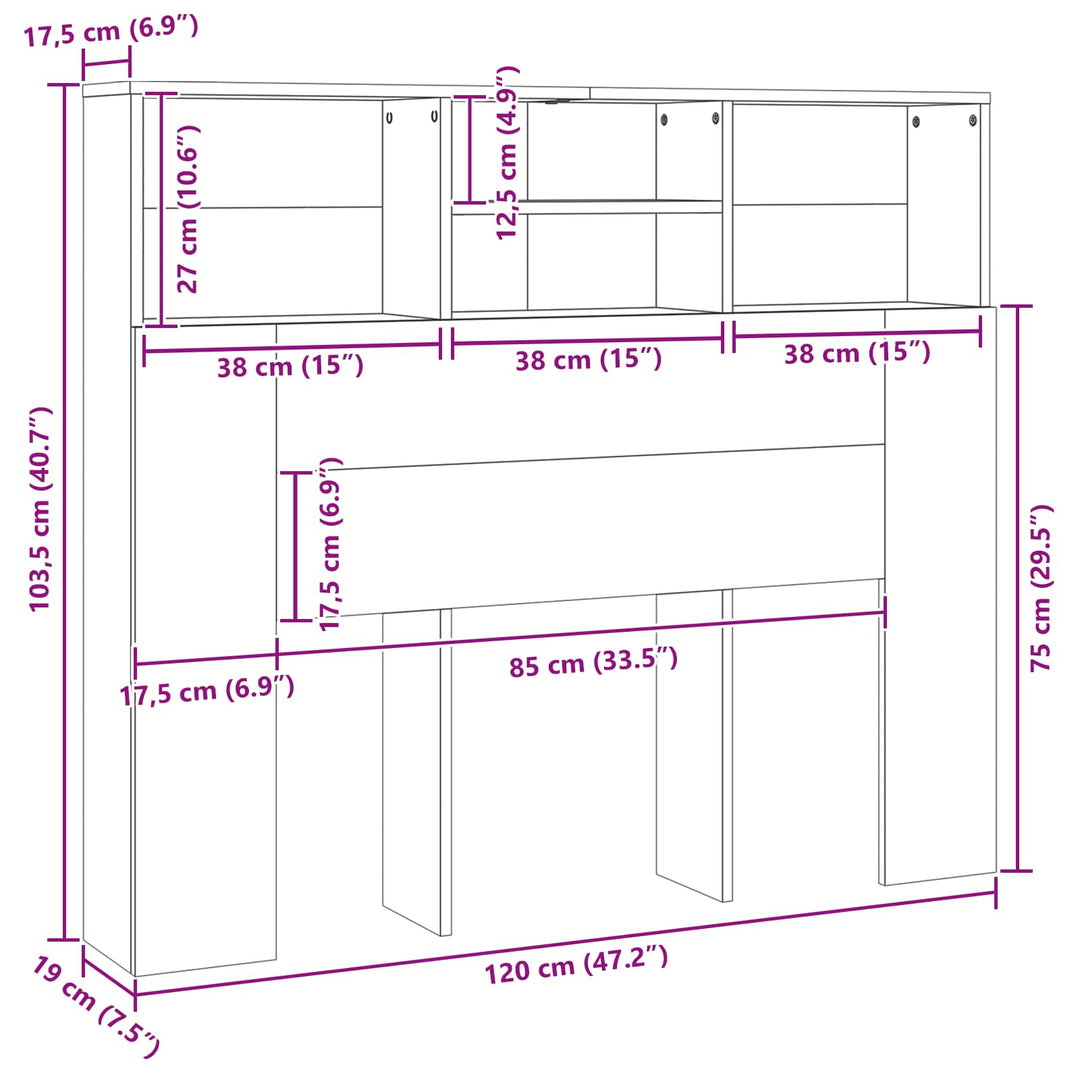 Hovedgærde Skab Sort eg 120 x 19 x 103,5 cm Konstrueret træ