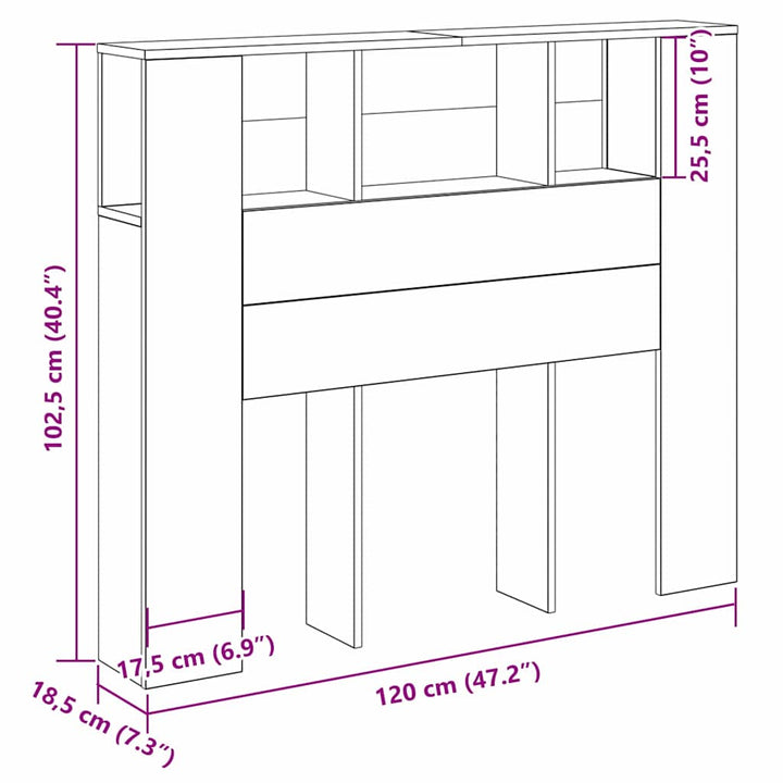 Hovedgærde Skab Sort eg 120 x 18.5 x 102.5 cm Konstrueret træ