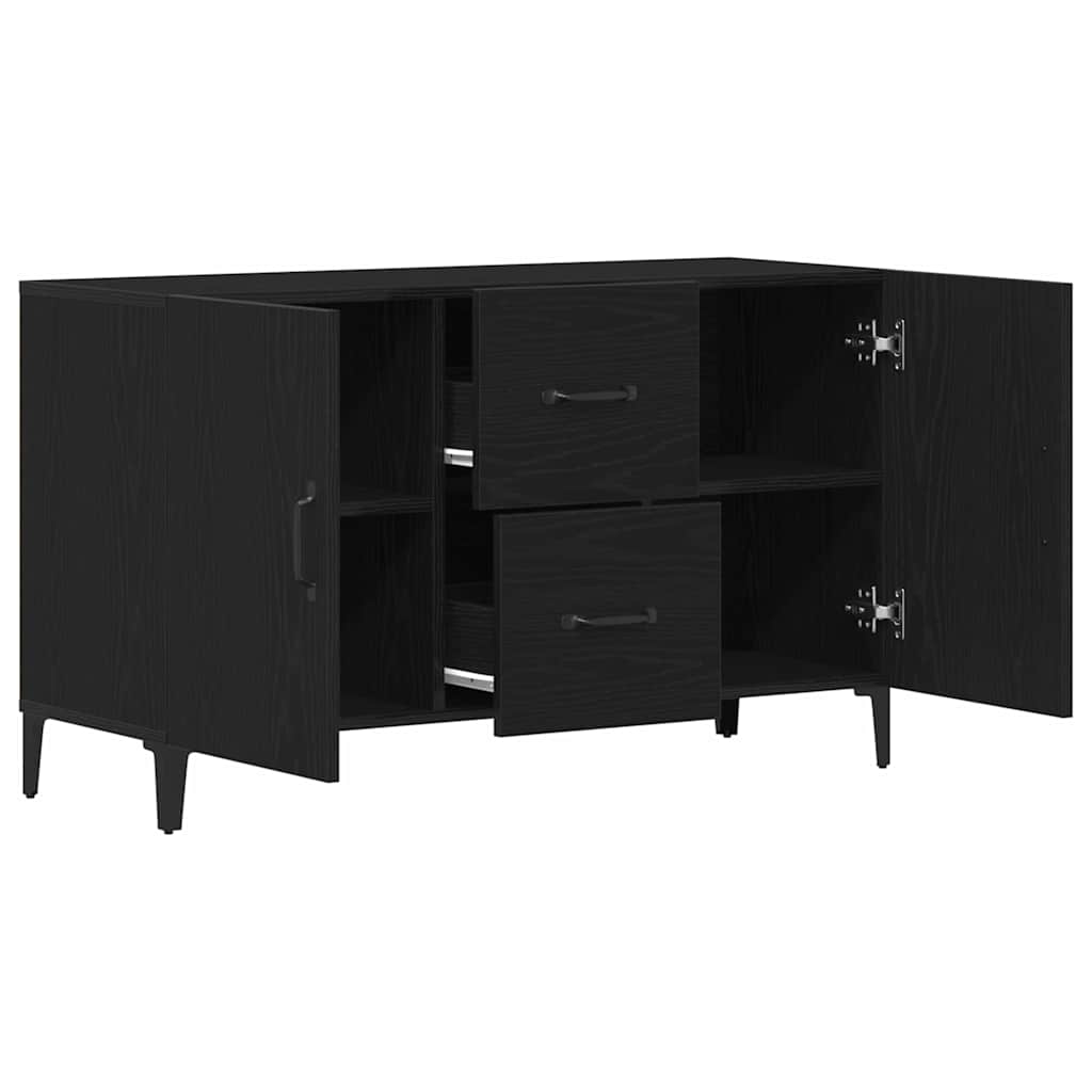 Sideboard med skuffe Sort eg 100 x 36 x 60 cm Konstrueret træ