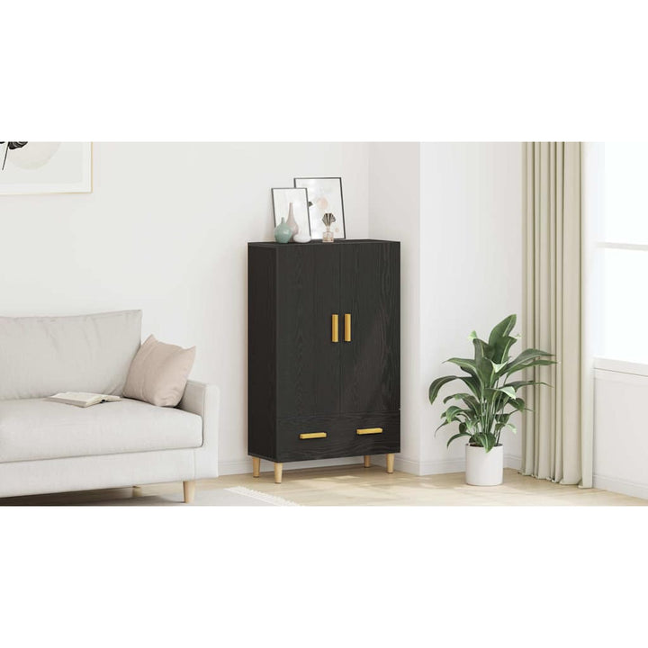 Highboard med skuffe Sort eg 70 x 31 x 115 cm Konstrueret træ