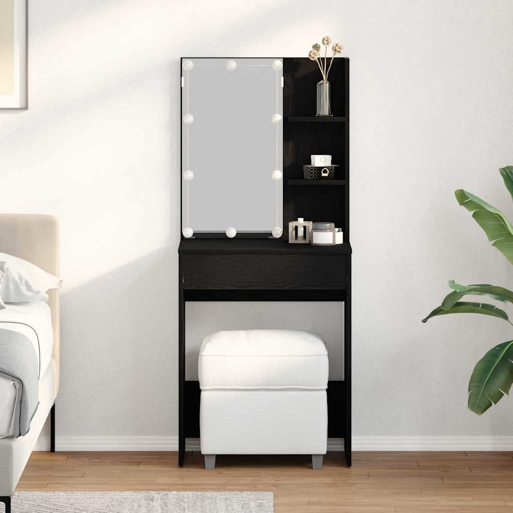 Klædeskab med skuffe Sort eg 60 x 40 x 140 cm Konstrueret træ