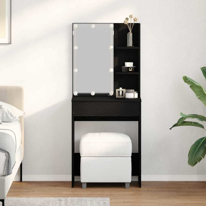 Klædeskab med skuffe Sort eg 60 x 40 x 140 cm Konstrueret træ