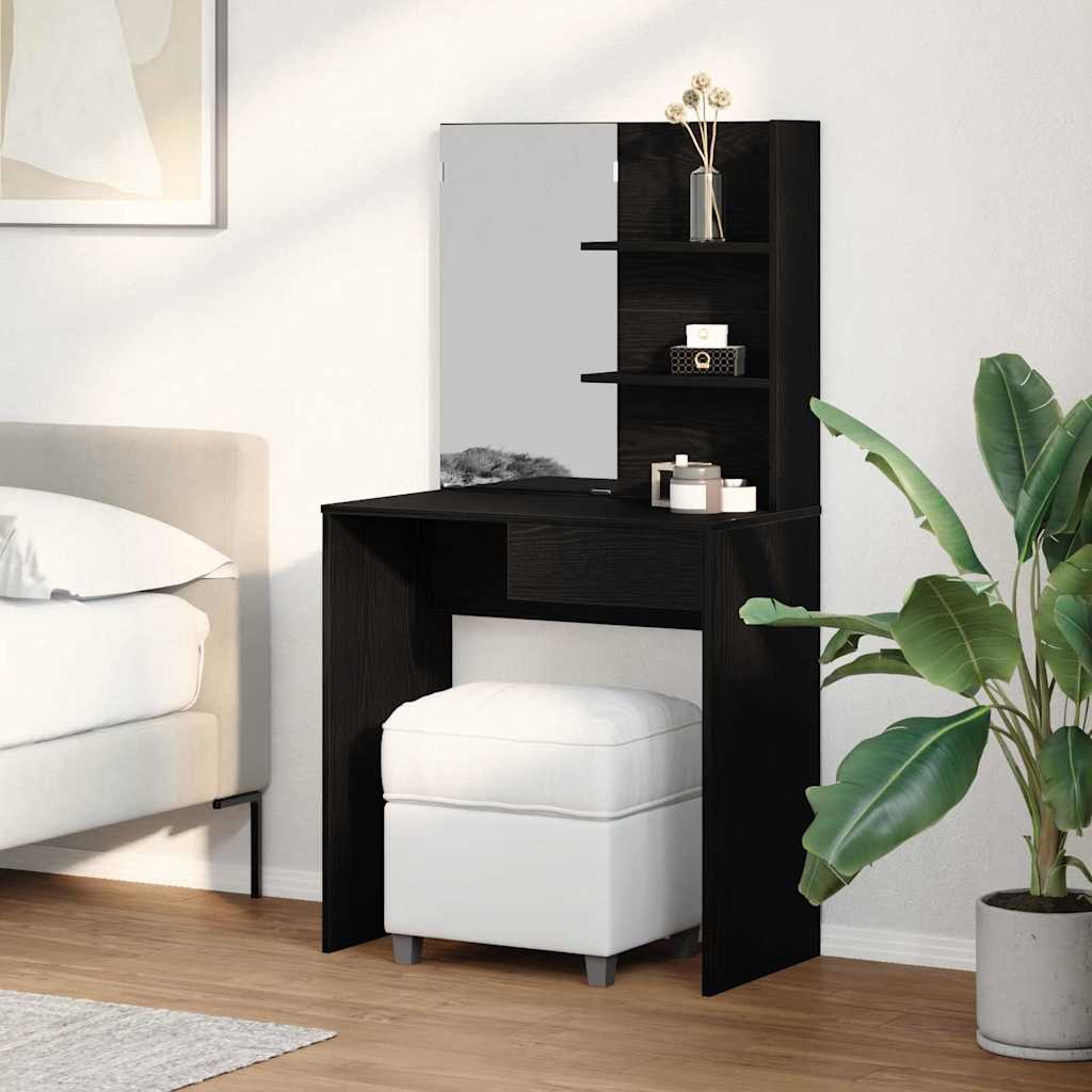 Klædeskab med skuffe Sort eg 74,5 x 40 x 141 cm Konstrueret træ