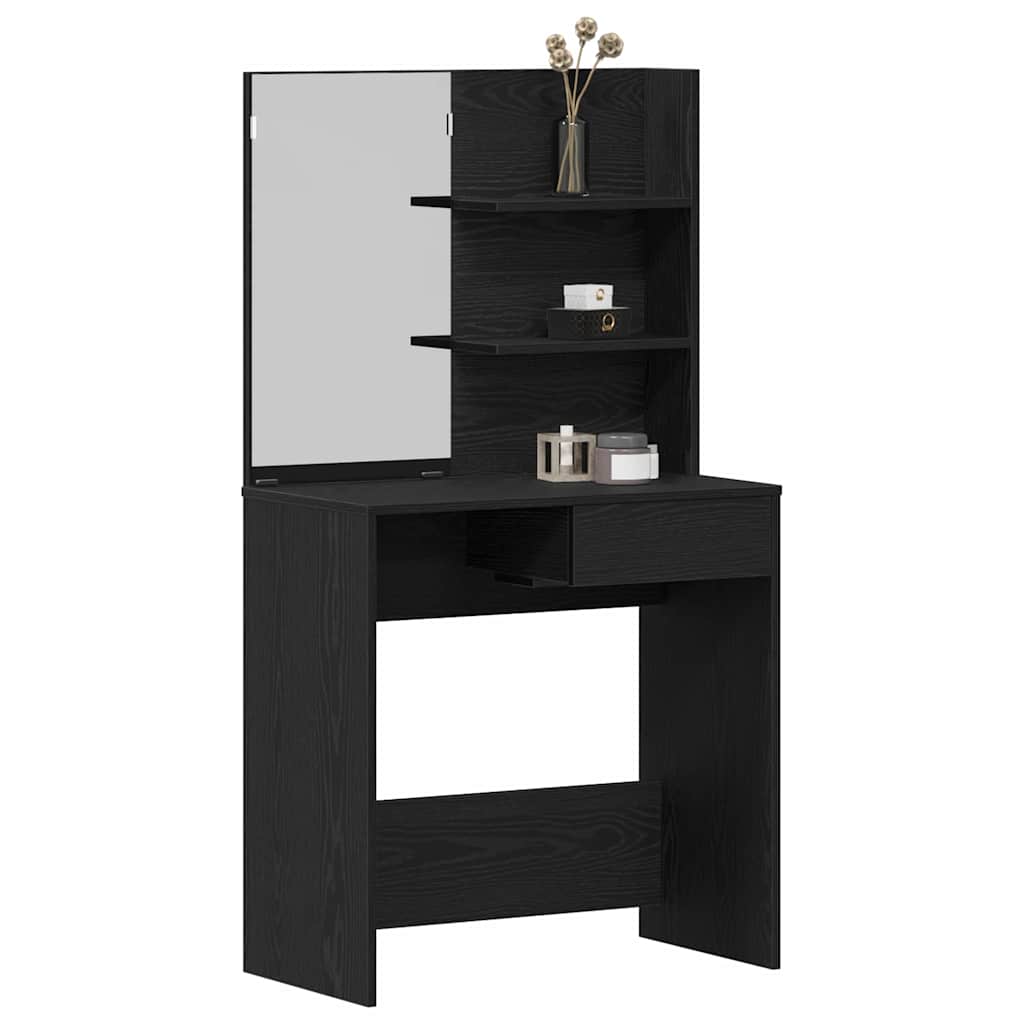 Klædeskab med skuffe Sort eg 74,5 x 40 x 141 cm Konstrueret træ