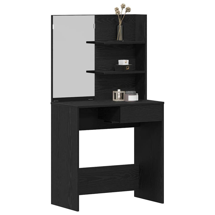 Klædeskab med skuffe Sort eg 74,5 x 40 x 141 cm Konstrueret træ