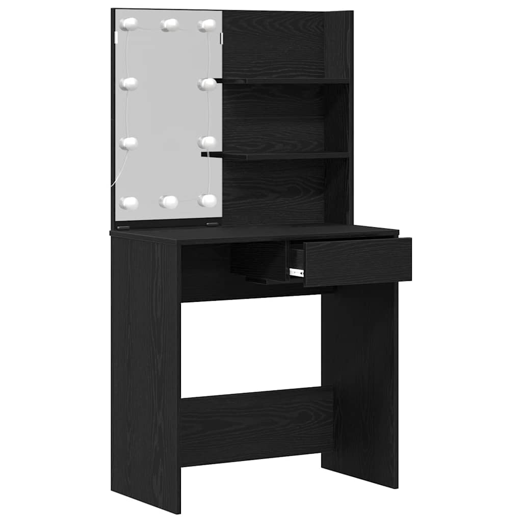 Klædeskab med skuffe Sort eg 74,5 x 40 x 141 cm Konstrueret træ