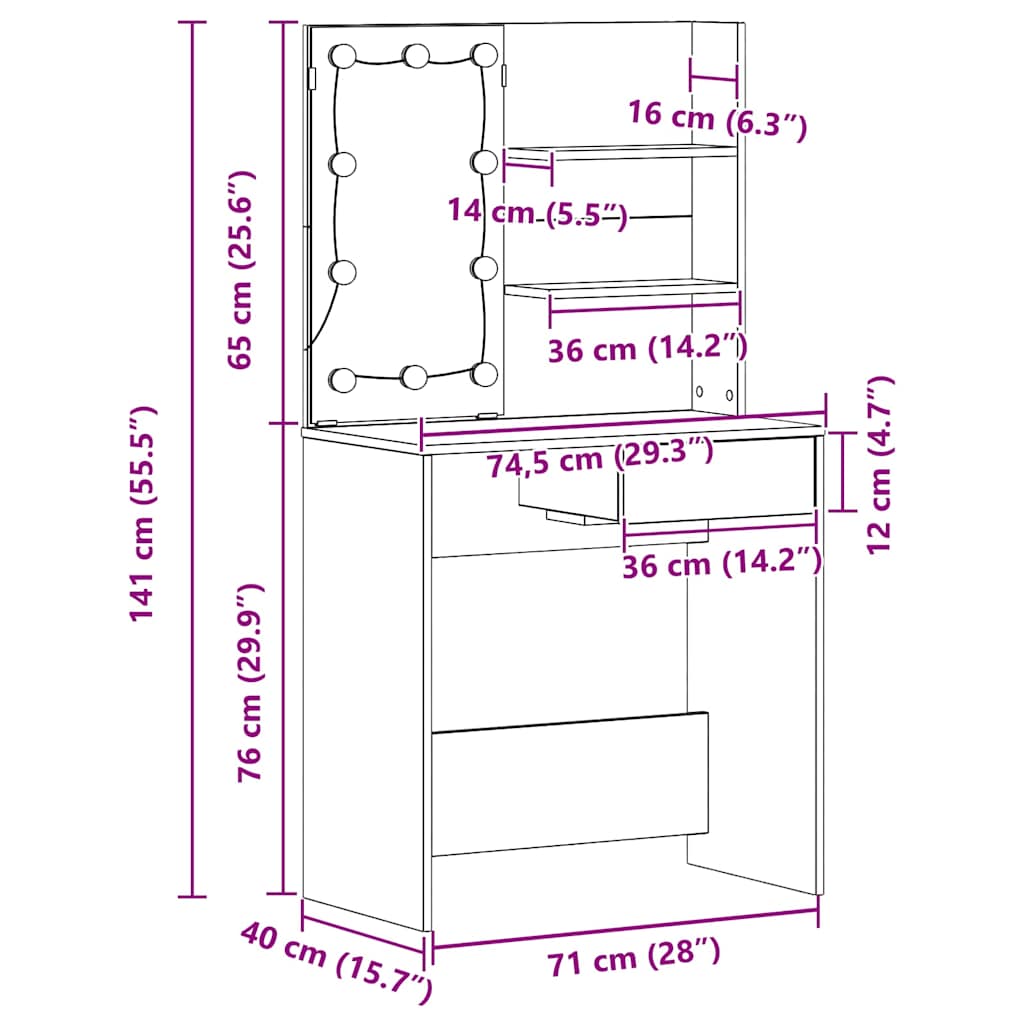 Klædeskab med skuffe Sort eg 74,5 x 40 x 141 cm Konstrueret træ