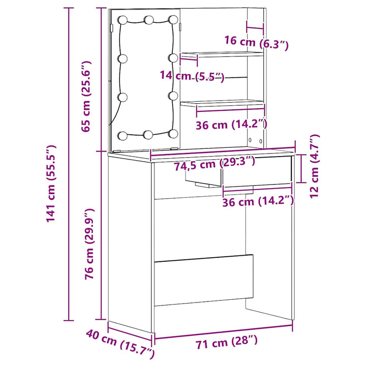 Klædeskab med skuffe Sort eg 74,5 x 40 x 141 cm Konstrueret træ
