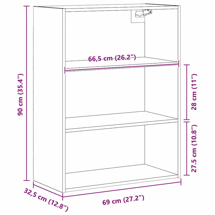 Hængende Vægs Cabinet Vægmonteret Sort eg 69,5 x 32,5 x 90 cm