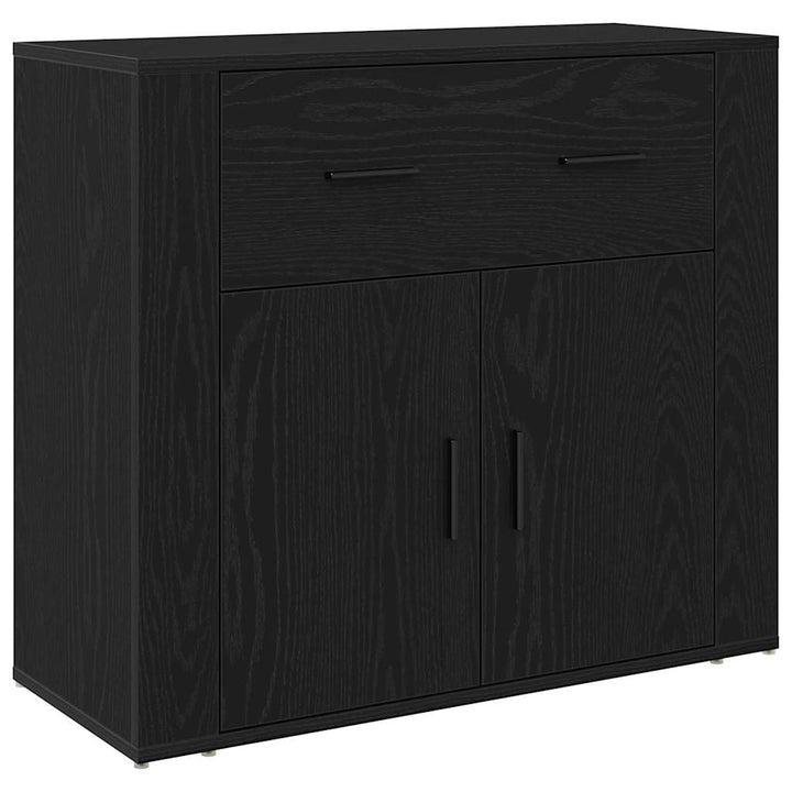 Sideboard med skuffe Sort eg 80 x 33 x 70 cm Konstrueret træ