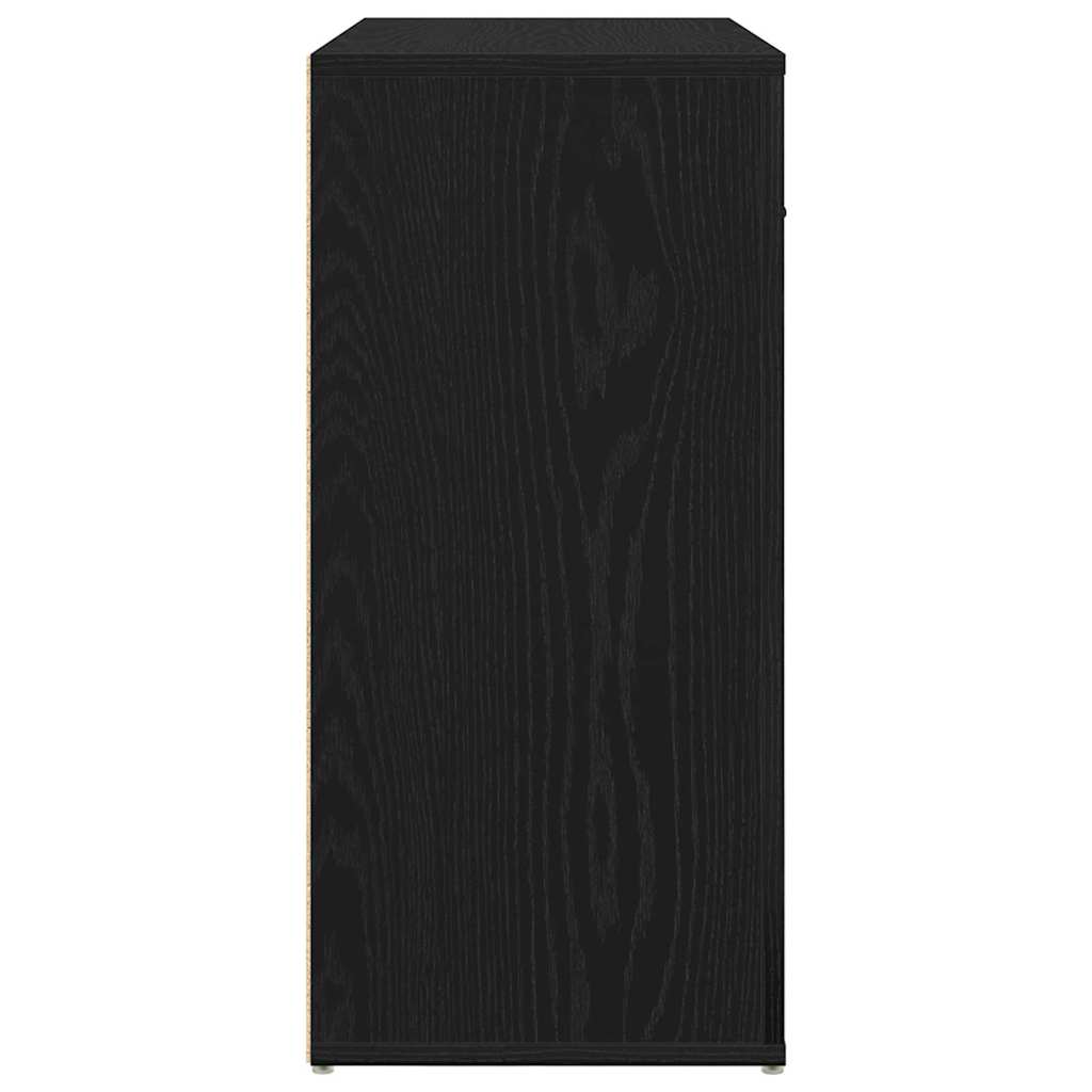 Sideboard med skuffe Sort eg 80 x 33 x 70 cm Konstrueret træ