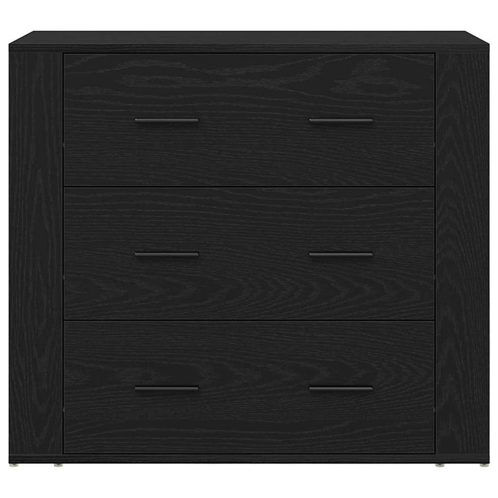 Sideboard med skuffe Sort eg 80 x 33 x 70 cm Konstrueret træ