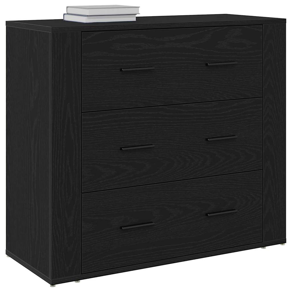 Sideboard med skuffe Sort eg 80 x 33 x 70 cm Konstrueret træ