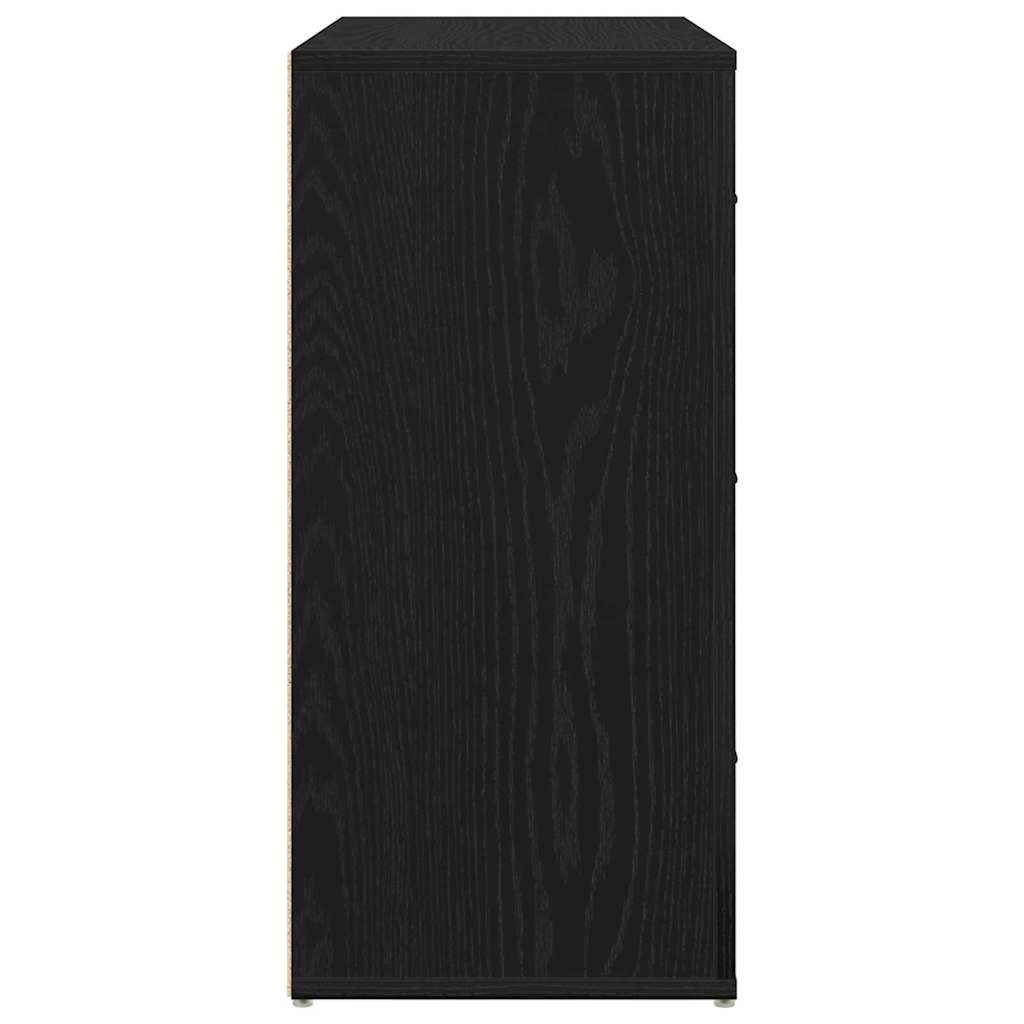 Sideboard med skuffe Sort eg 80 x 33 x 70 cm Konstrueret træ